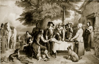 查理一世在Edgehil战役前夕，1642年10月22日，英国国家哈钦森斯故事的插图，c.1923 作者 英语学校