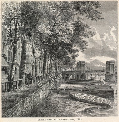 Cheyne Walk和Cadogan Pier，1860 作者 英语学校