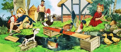 孩子和鸭子玩 作者 英语学校