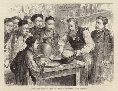 学习制作圣诞李子布丁的中国人（雕刻） 作者 英语学校