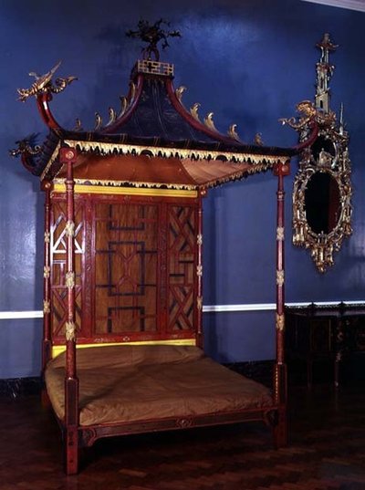 中国式Chippendale床，来自羽毛球，格洛斯特郡，1750-54 作者 英语学校