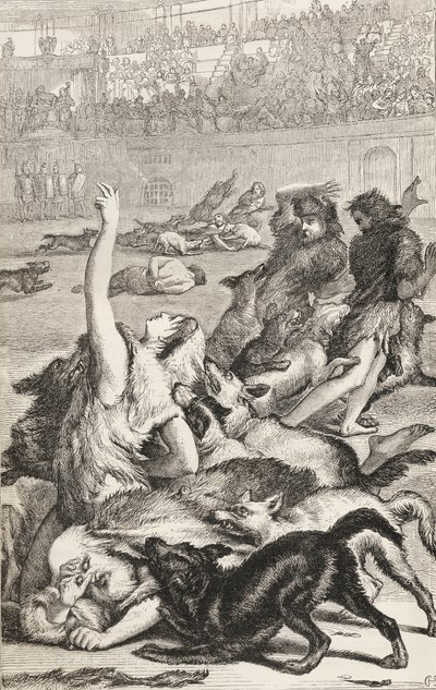 罗马竞技场的基督徒烈士，1865年（木版画） 作者 英语学校