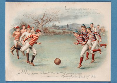 足球比赛的圣诞节明信片，1892年 作者 英语学校