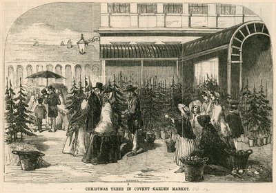 圣诞树在科文特花园市场，伦敦上 作者 英语学校