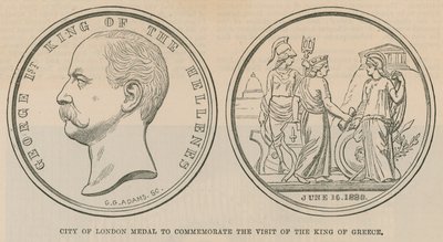 伦敦金融城奖章，以纪念1880年6月希腊国王的访问 作者 英语学校
