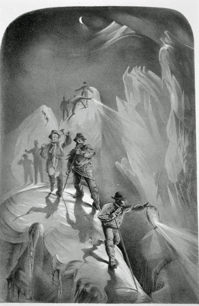 夜幕降临，从勃朗峰的最后一次攀登，包括峰会的五个观点，由JDH Browne，1853年出版 作者 English School