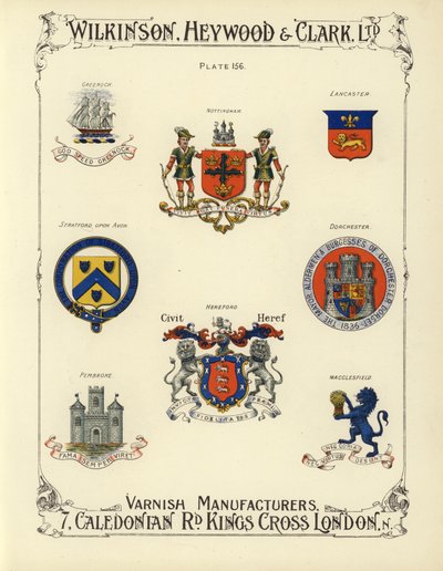 英国城镇的盾形纹章(chromolitho) 作者 英语学校