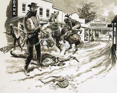 Cole Younger，杰西詹姆斯冈的成员，在枪战中 作者 英语学校