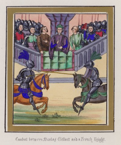 尼古拉斯·克利福德与法国骑士的战斗（彩色版画） 作者 英语学校