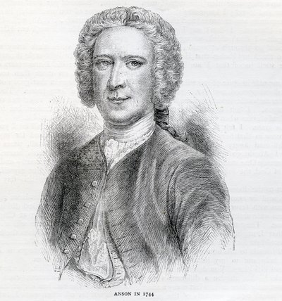 准将乔治安森，第一男爵安森（1697-1762），1744年 作者 英语学校