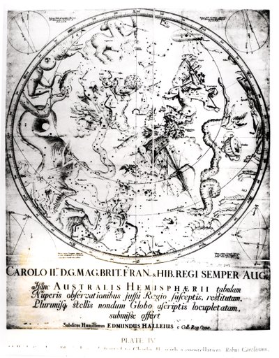 南半球的星座，来自Edmund Halley爵士的“彗星概要”（1656-1742）1705 作者 英语学校