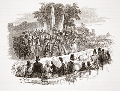 皇家登比Eisteddfod的金箍比赛，在1828年的Duh of Susses之前（钢雕刻） 作者 英语学校