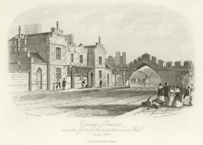 康威车站和城墙上的哥特式拱门建于1847年 作者 英语学校