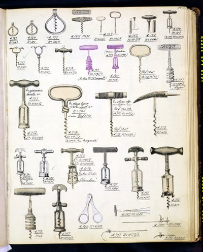 Corkscrews，来自国内货物和配件的贸易目录，c.1890-1910 作者 英语学校
