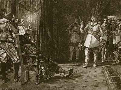Cornet Joyces采访了Charles，来自Cassells Illustrated History of England的插图（棕褐色照片） 作者 英语学校
