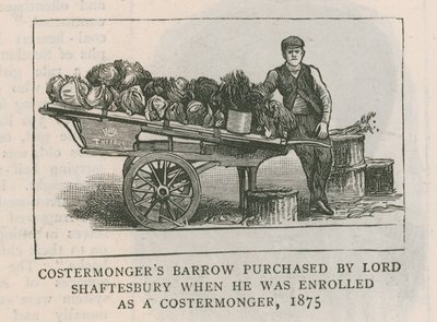1875年，沙夫茨伯里勋爵（Lord Shaftesbury）购买了Costermongers手推车，当时他被注册为化妆师 作者 英语学校