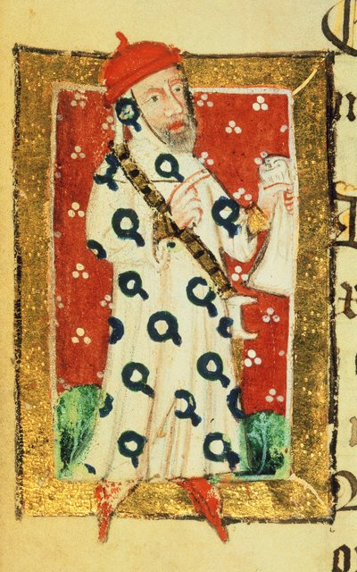 Cott Nero D VII f.105v Nigel Lorning, Knight of the Garter, from the Benefactors Book of St. 作者 英语学校