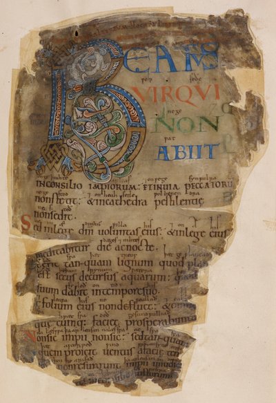Cotton Vitellius E. XVIII f.18，《贝奥武夫》，"Codex membran "诗篇（羊皮纸）插图页 作者 英语学校