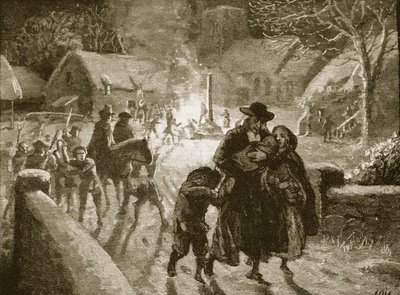 Covenanters驱逐一位圣公会神职人员，插图来自Cassells Illustrated History of England（sepia photo） 作者 英语学校