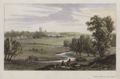 Cricklade，在威尔特郡 Eisey Chapel 附近拍摄（彩色雕刻） 作者 英语学校