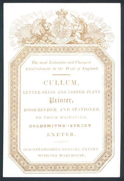 贸易卡，Cullum，Letter-Press和铜版印刷机 作者 英语学校