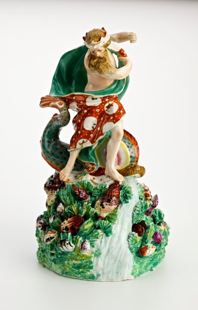 海王星的德比图在岩石基地与瀑布和壳，c.1750-1800（瓷器） 作者 英语学校