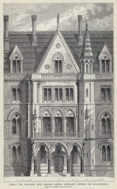 Design for Proposed New Foreign Office, Entrance within the Quadrangle (engraving) 作者 英语学校
