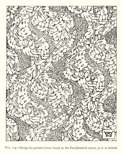 基于《豌豆》的印花棉布设计，钻石重复，30×21英寸（雕刻）。 作者 英语学校