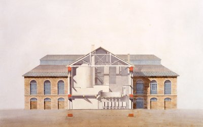 Stag Brewhouse的设计，来自George Saunders办公室的原始手稿，c.1807（铅笔，wc和笔和墨水在纸上） 作者 英语学校