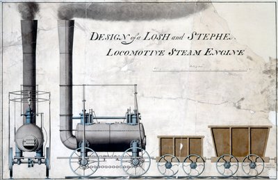 Design of a Losh and Stephenson Locomotive Steam Engine, c.1826 (pen & ink and wash on paper) 作者 英语学校