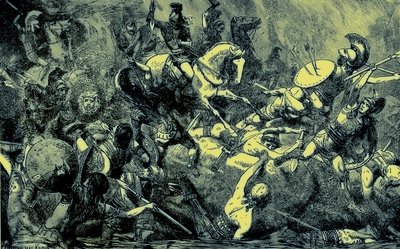 西西里岛雅典军队的破坏，来自世界图解史的插图，出版于1880年（数字增强图像） 作者 英语学校