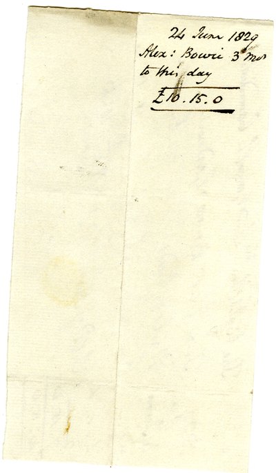 Devonshire MSS AS 3101，对开本，来自Pinder Simpson为George Cavendish勋爵结算的一捆账单，包括Alexander Bowie的账单。 作者 英语学校