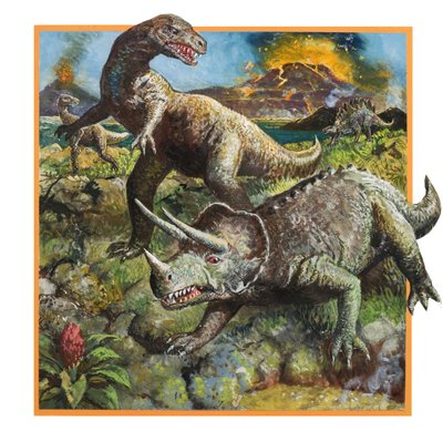 有火山的恐龙（水粉画纸） 作者 英语学校