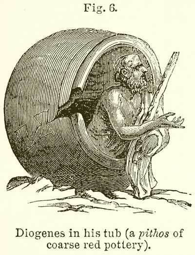 Diogenes在他的浴缸里（粗红色陶器的Pithos） 作者 英语学校