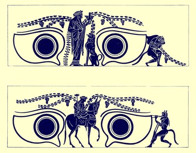 Dionysos，Hephaistos和satyrs，来自JE Harrison和DS MacColl的希腊花瓶画的插图，1894年出版（数字增强图像） 作者 英语学校