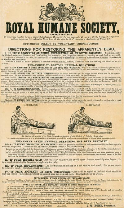 恢复明显死亡的方向;由皇家人道协会于1872年5月发行 作者 英语学校