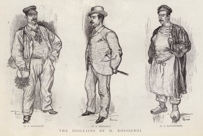 巴黎警探古斯塔夫-罗西诺（Gustave Rossignol）使用的伪装（平版）。 作者 英语学校