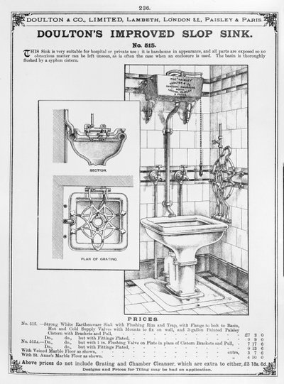 Doultons改进了Slop Sink，19世纪 作者 英语学校