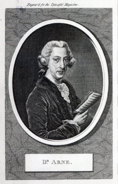 Arne博士，为“环球杂志”雕刻，1787年（雕刻）（bw照片） 作者 英语学校