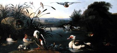 池塘上的鸭子（布面油画） 作者 英语学校