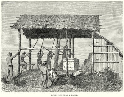 达雅克人建房子（雕刻） 作者 英语学校