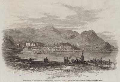 Eisteddfod，或威尔士文人大会，在康威城堡，康威镇和城堡（雕刻） 作者 英语学校