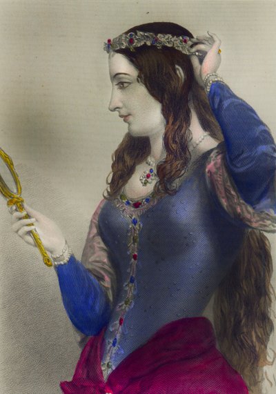 普罗旺斯的埃莉诺，英格兰亨利三世的女王陛下，1856年伦敦亨利G.博恩印刷（彩色版画） 作者 英语学校