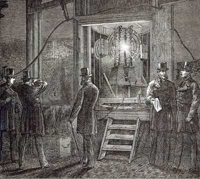 钟楼的电气设备，议会议院从被说明的伦敦新闻，1873年8月16日 作者 英语学校