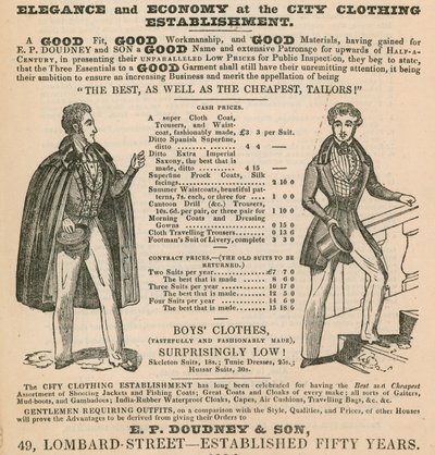 城市服装企业的优雅与经济; EP Doudney＆Son，伦敦朗伯德街49号 作者 英语学校
