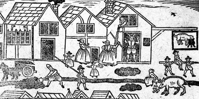 伊丽莎白时代的街景，来自一本Roxburghe Ballads 作者 英语学校