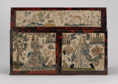 刺绣棺材，c.1660（丝绸，帆布，木头，玳瑁和银色坐骑） 作者 英语学校