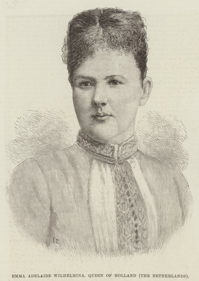 Emma Adelaide Wilhelmina, 荷兰女王, 荷兰 (雕刻) 作者 英语学校