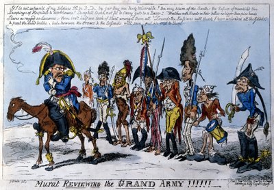 描绘约阿希姆·穆拉特（Joachim Murat，1767 - 1815 年）的英国漫画，他是大军统帅的帝国元帅。 1813 年 1 月。 作者 英语学校