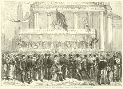 1870年10月，在万神殿（Place du Pantheon）登记志愿者为巴黎辩护 作者 英语学校